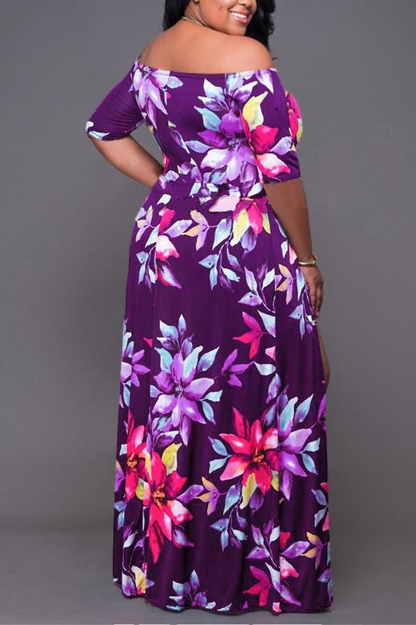 Plus Size Floral Print Maxi Dress - Fashionaviv