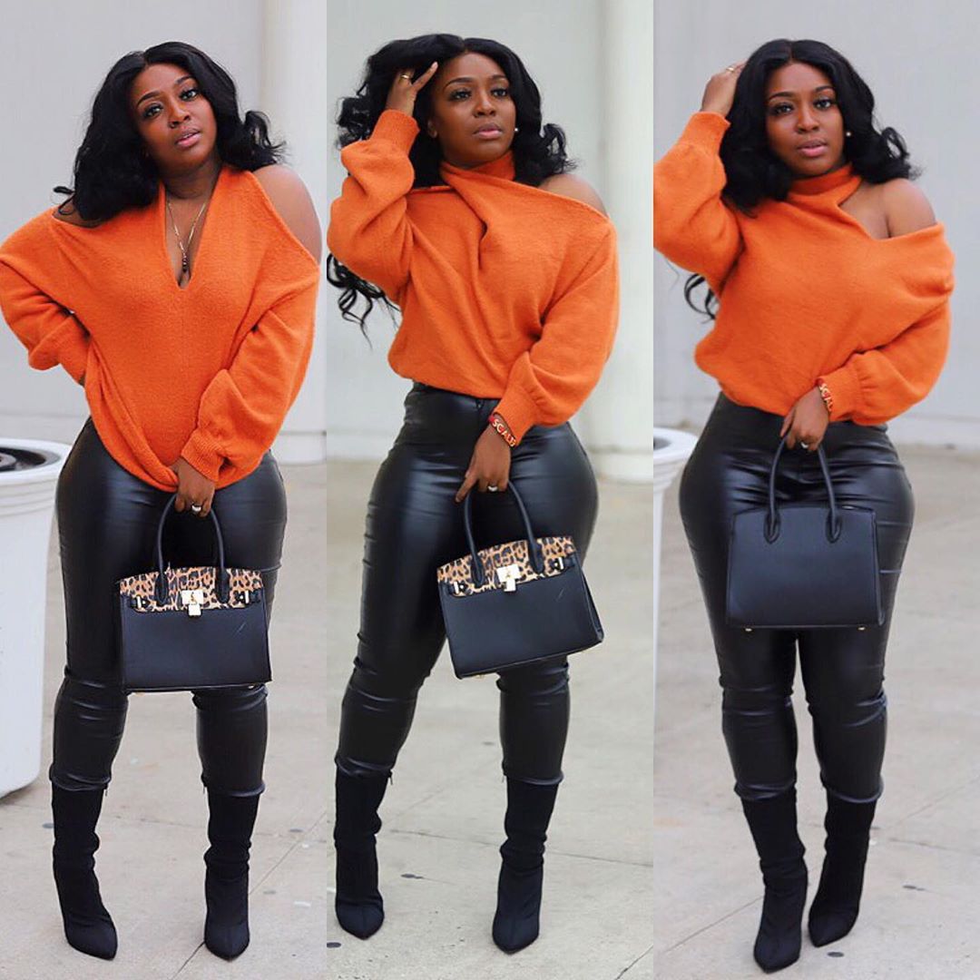 Plus Size Long Sleeve Solid Off Shoulder Sweater